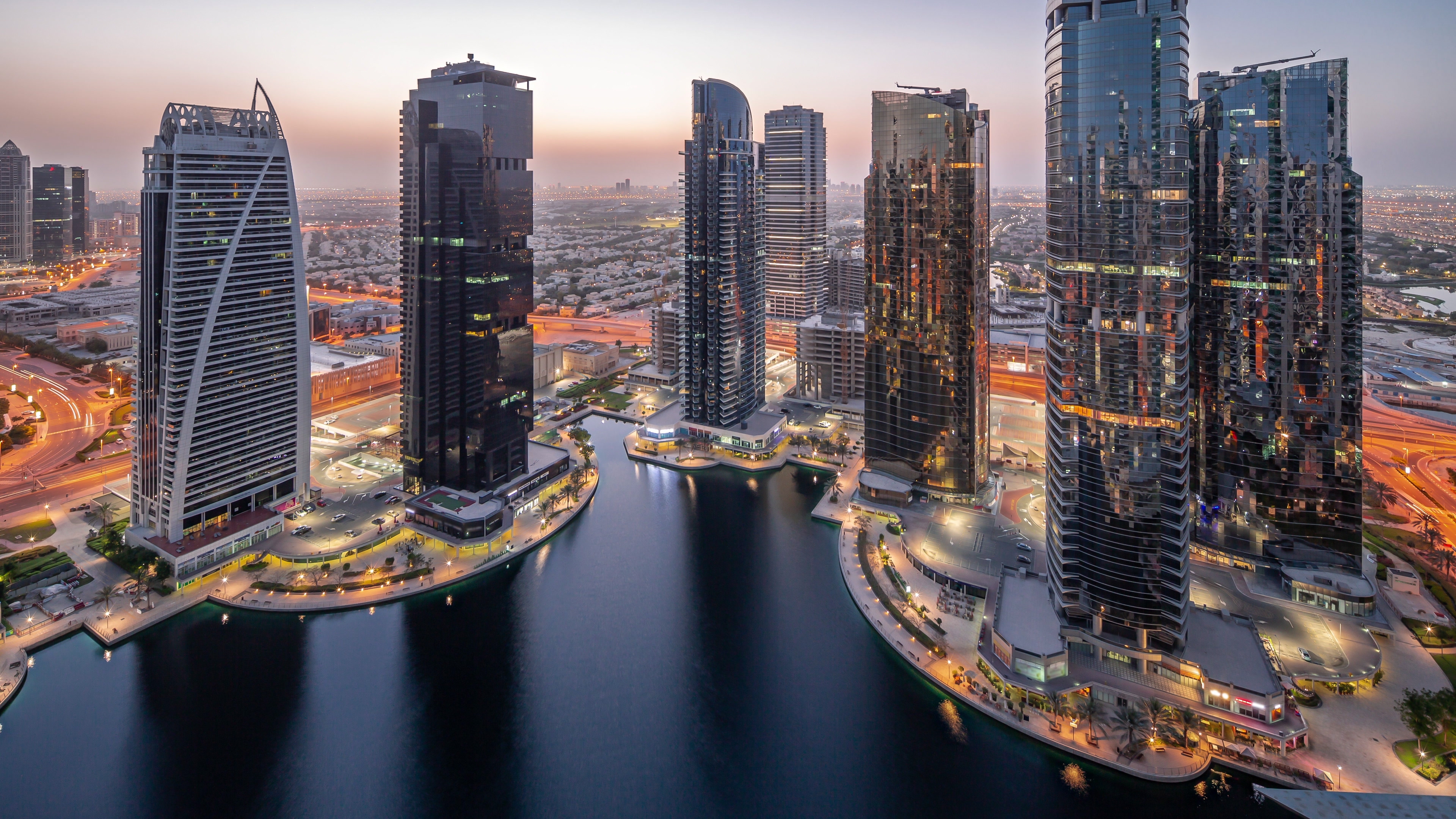 Jumeirah Lake Towers skyline and office district in Dubai