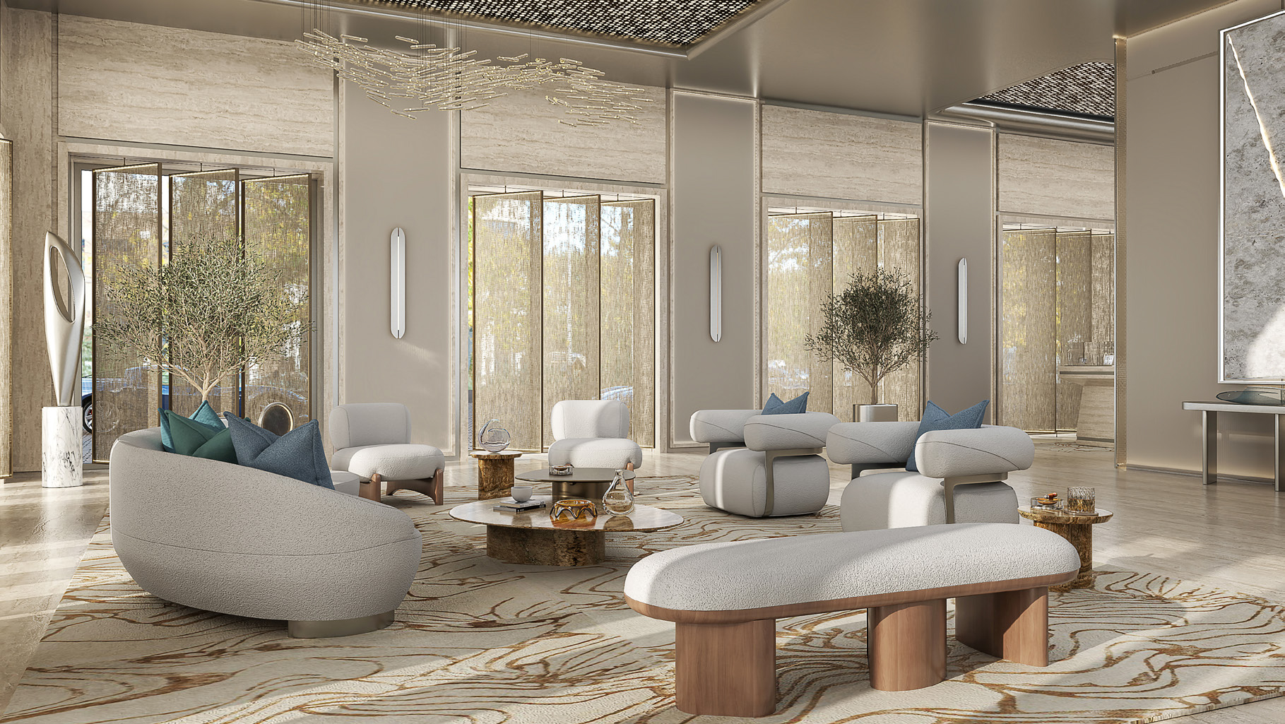 Luxury collaborative workspace lounge area designed by AHS Atelier